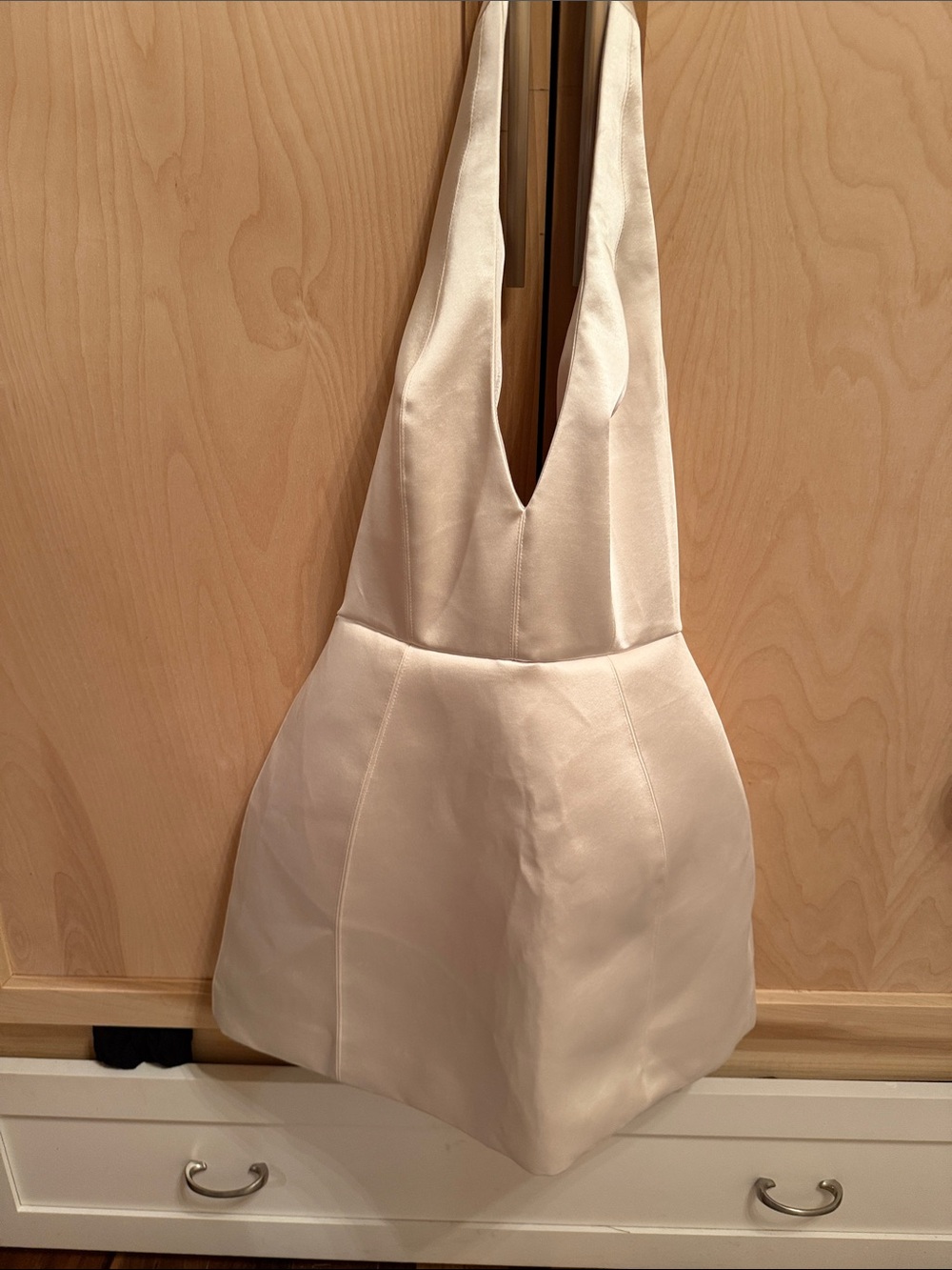 Oh Polly Cream Plunge Midi Dress